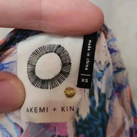 Anthropologie Akemi+Kin Valencia Sheer Multicolor Floral Boho Ruched Sleeves XS - Picture 16 of 16